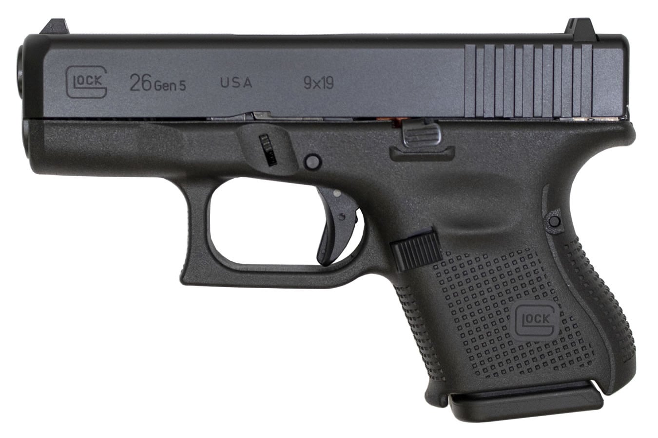 Glock 26 Gen5 9mm Carry Conceal Pistol with Front Serrations and AmeriGlo Bold Night S
